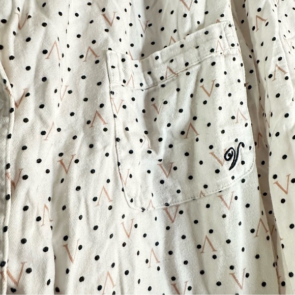 Victoria’s Secret White Polka Dot Pajama Top XL Long Sleeve Button Front - Picture 2 of 8
